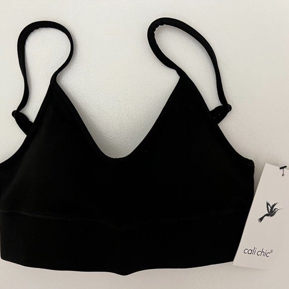 Cali Chic Women Sports Bra Celebrity Spaghetti Strap Padded Gym Fitness Workout - Picture 4 of 6